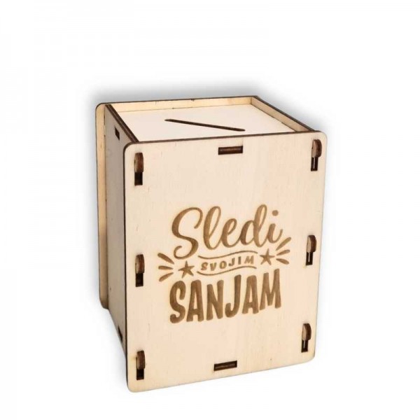 Leseni hranilnik za denar - sledi svojim sanjam